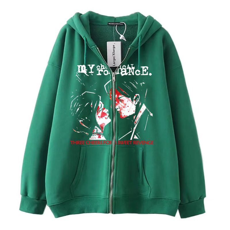 Vêtements pour hommes Pull à fermeture éclair Sweat à capuche imprimé Sweat à capuche polaire surdimensionné_voghion.com
