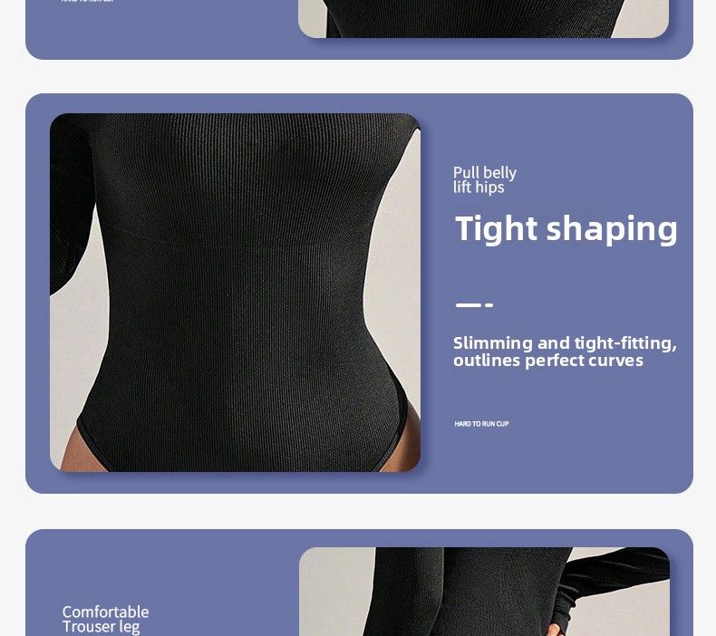 Mono sin costuras para mujer, manga larga, cuello redondo, corte ajustado, camiseta base de algodón acanalado, versátil para usar como prenda exterior o para bailar._voghion.com