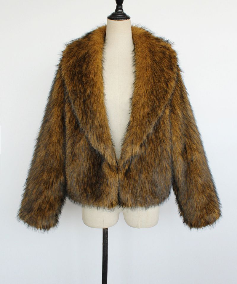 Cappotto in pelliccia sintetica da donna, elegante, con collo a scialle, a maniche lunghe – Capispalla invernale morbido e caldo per ufficio e casual_voghion.com