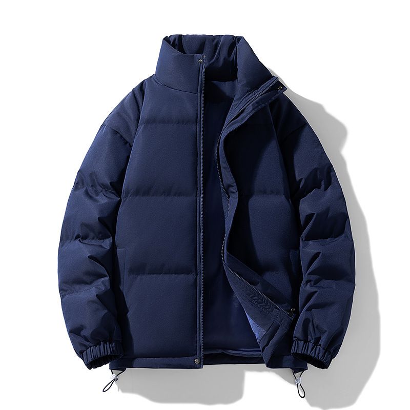 Solid Color Stand Collar Down Cotton For Men And Women 2024 New Winter Thickened Warm Trendy Casual Couple Puffer Jacket_voghion.com