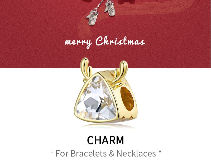 Pendentif de noël en bois de verre coloré blanc, breloque de noël en argent sterling, collier, bracelet, perles à faire soi-même_voghion.com