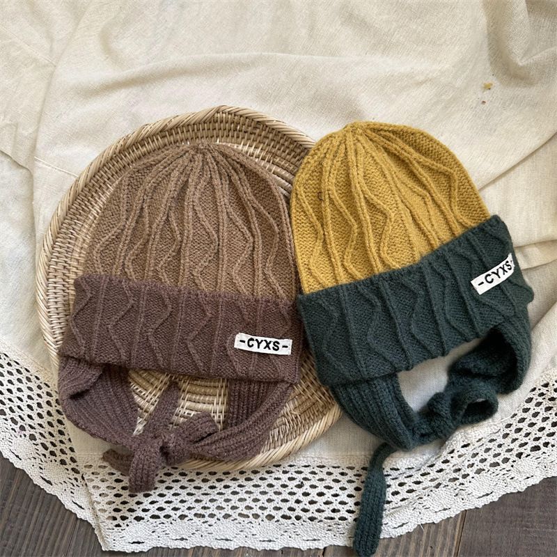 Kannerkappen am Boho-Stil gestrickte Kannerkappen personaliséiert a Faarf mat enger kaler Mutz waarmer Ouermütz_voghion.com
