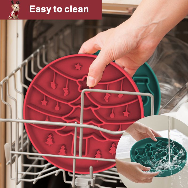 Pet Anti-Choke Eating Christmas Dog Silicone Slow Feeder Bowl Suction Cup Lick Mat_voghion.com