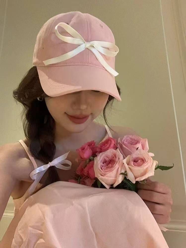 Bow Cap Children 2025 New Baseball Cap Big Head Circumference Showing Face Small Wide Brim_voghion.com