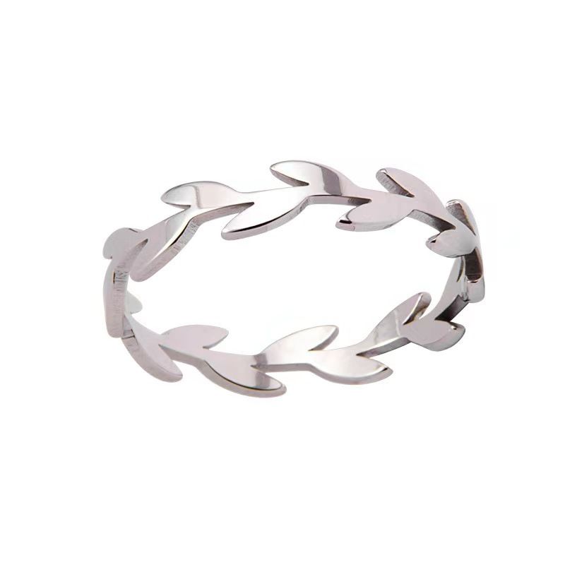 Nuovo stile coreano e giapponese, semplice spiga di grano a foglia fresca per donna, impilabile, personalità alla moda, acciaio al titanio_voghion.com