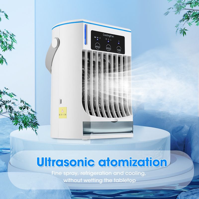 Explosives Desktop Cooler Office Mute Humidification Spray Electric USB Mini Air Conditioner Fan_voghion.com