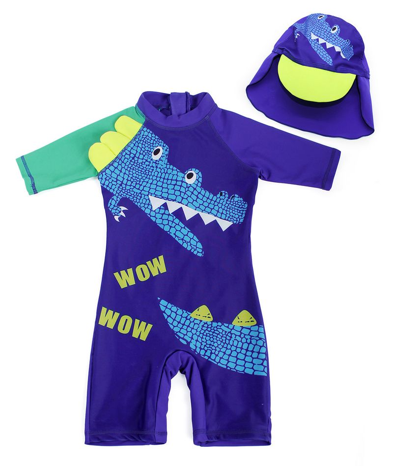 Costume da bagno intero per bambini con motivo a cartoni animati per mamma e bambini, con protezione solare e asciugatura rapida, costume da bagno intero a forma di dinosauro e sorgente termale._voghion.com
