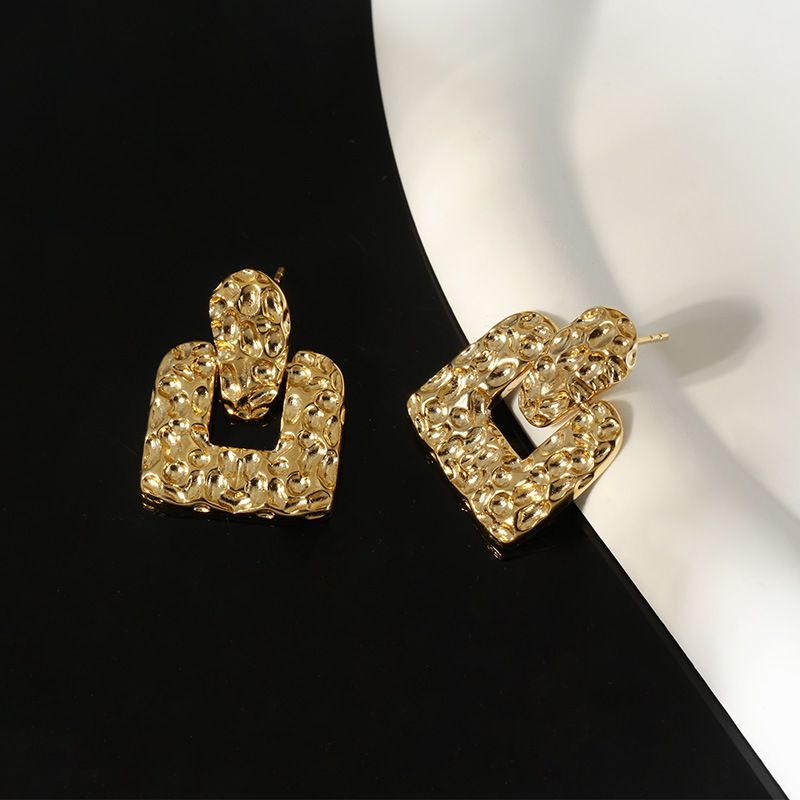 Orecchini a bottone in argento sterling con texture quadrata, orecchini di nicchia minimalisti, jolly retrò, eleganti, gioielli coreani, di alta qualità_voghion.com
