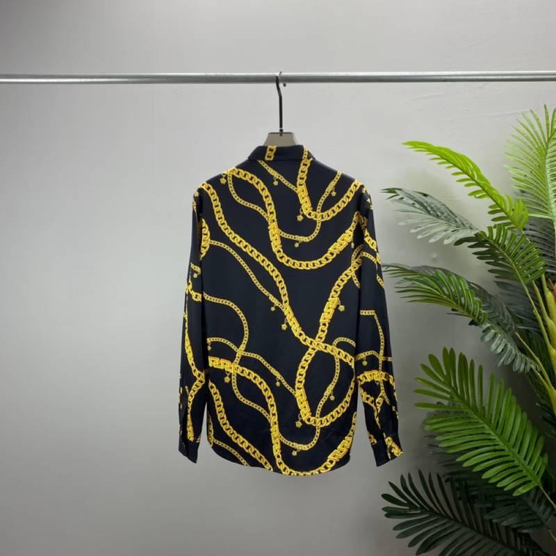 Herrenbekleidung Modemarke Frühling und Herbst Langarmhemd Kettendruck Designtrend_voghion.com