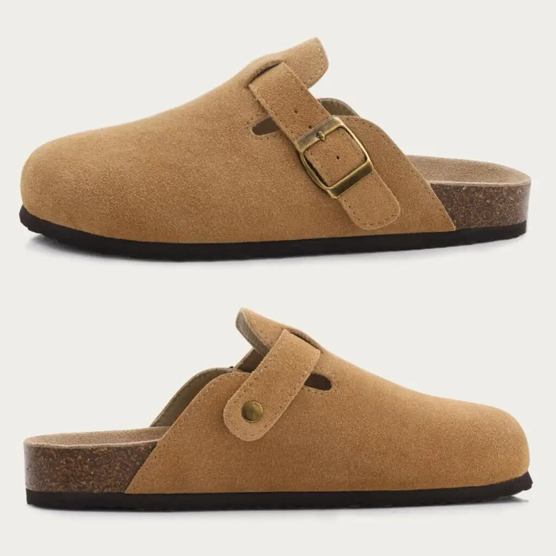 Bebealy Classic Mules Cork Footbed Clogs Slippers with Arch Support Fashion Beach Slides Soft Suede Potato Shoes For_voghion.com