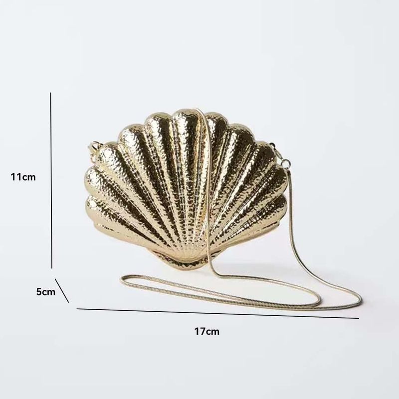Elegante pochette da donna placcata in oro con tracolla a catena, per feste serali e uso quotidiano, borsa da sera alla moda e di personalità._voghion.com