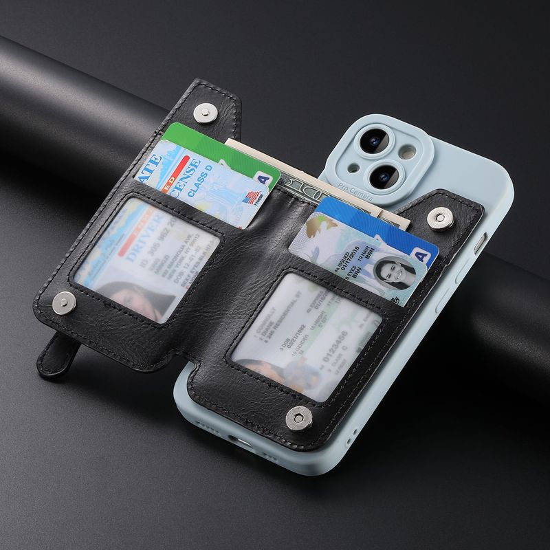 TechGlobe Hot Selling Simple Phone Flip Cover Multi-color Zipper Slot Stand Back Sticker Card Holder Creative Personality_voghion.com