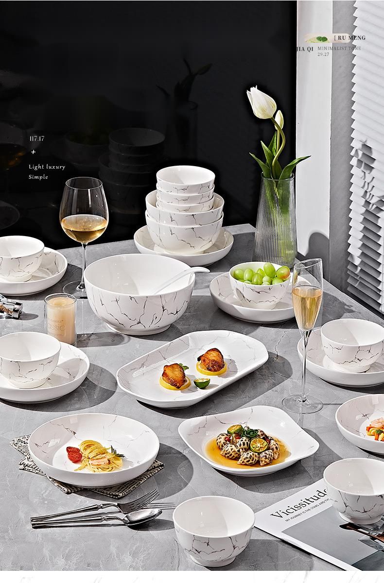 Underglaze Color Bowl Plate Set For Use, High-Quality Aesthetic Bowl, Plate, And Chopsticks Combination, Home High-End_voghion.com