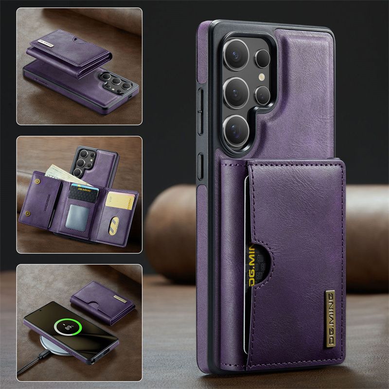 Custodia magnetica staccabile 2 in 1 per Samsung Galaxy S25 Edge S24 FE S23 S22 S21 Ultra Portafoglio in pelle con tasca porta carte sul retro_voghion.com