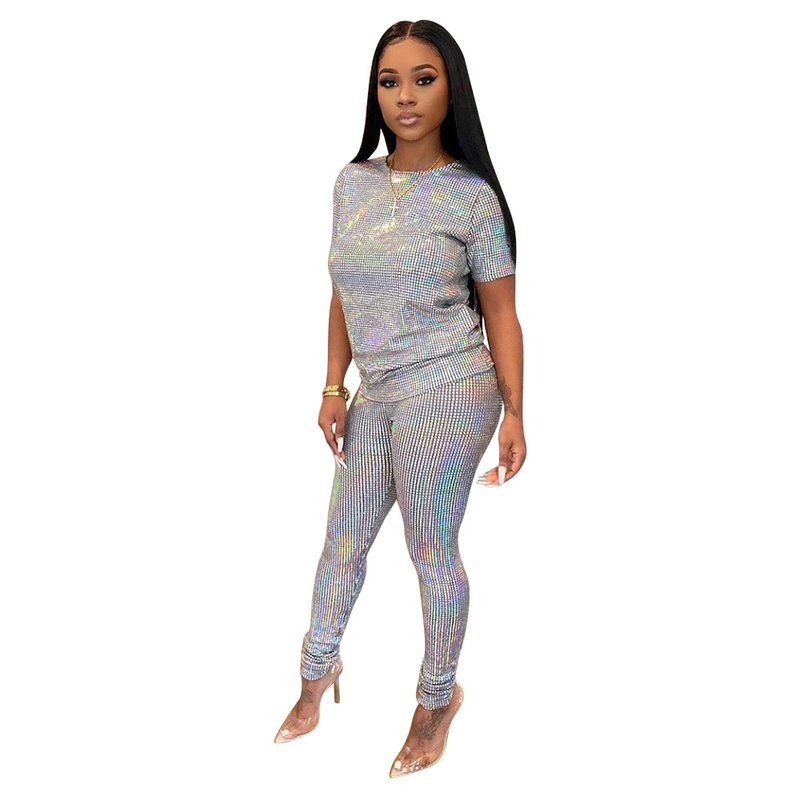 Women's fashion sequin set two-piece_voghion.com