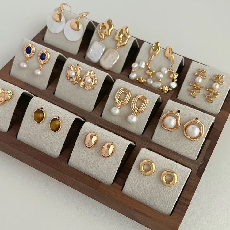 Orecchini a bottone in metallo argentato con perle geometriche, stile francese, personalità, moda, temperamento, nuovi gioielli_voghion.com