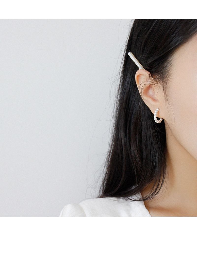 Yh428 Koreanische S925 Sterling Silber Stud Ohrringe Einfache Geometrische Ring Shell Perle Stud Ohrringe_voghion.com