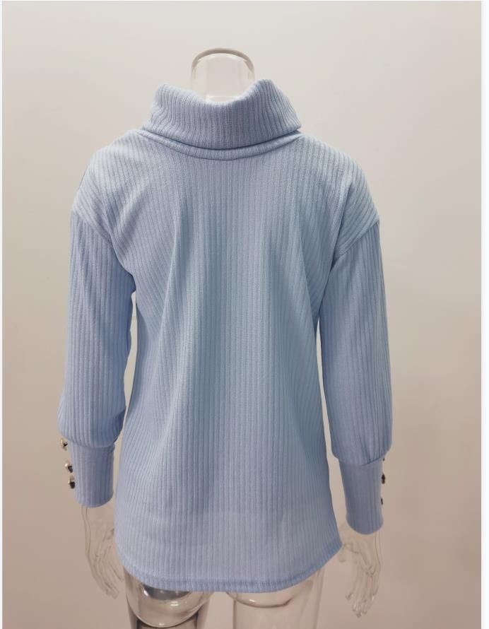 Sweat-shirt à col roulé en tricot pour femme, automne-hiver 2023_voghion.com