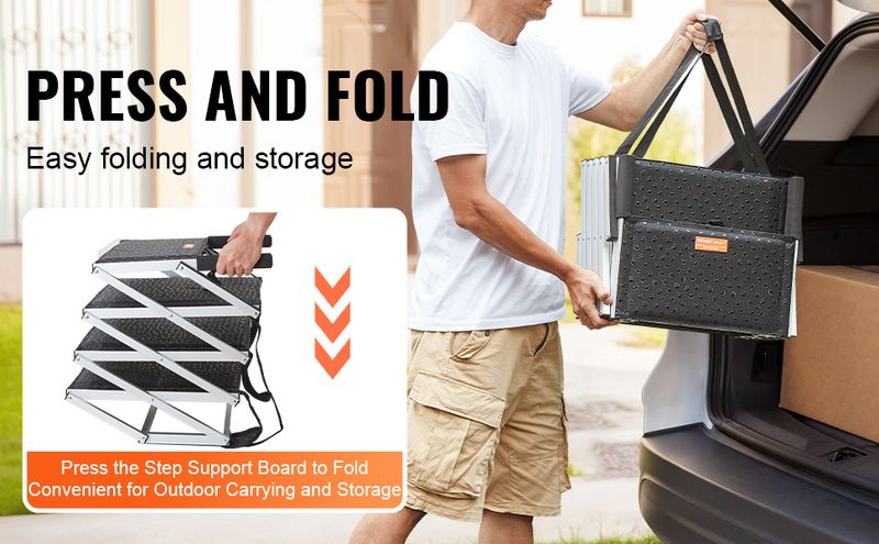 VEVOR Dog Stair for Cars 5-step Folding Dog Steps Aluminum Loads up to 150 lbs_voghion.com