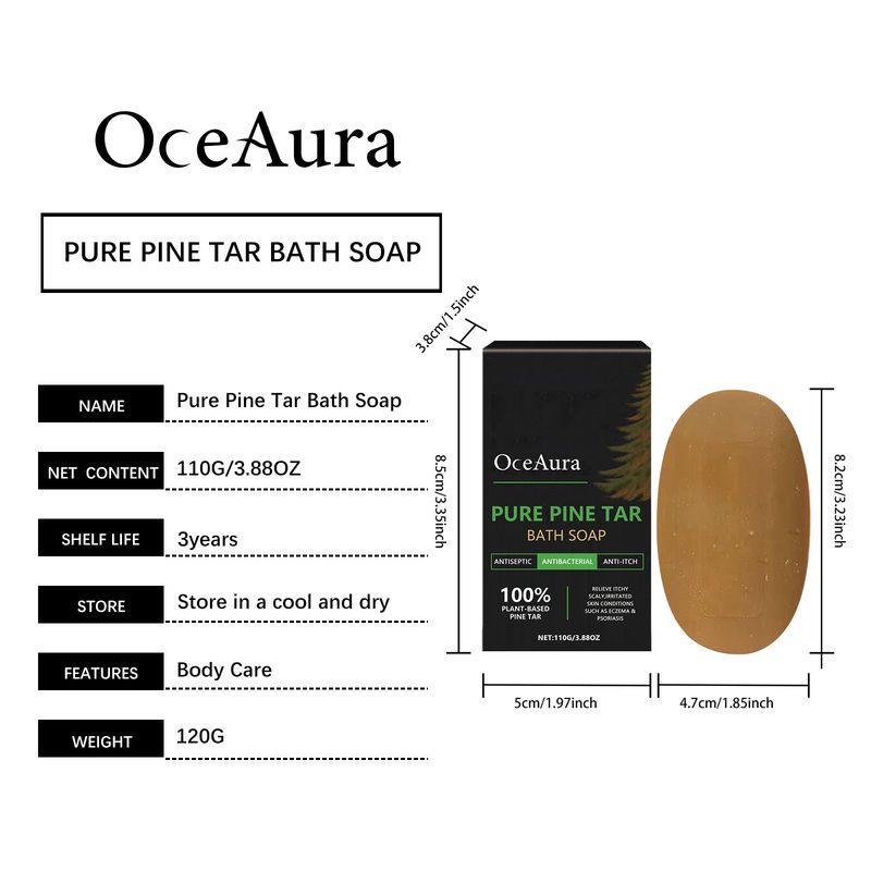 OceAura Pure Pine Tar Bath Soap Moisturizes And Cleanses Pores And Washes Delicate Skin Body Soap_voghion.com