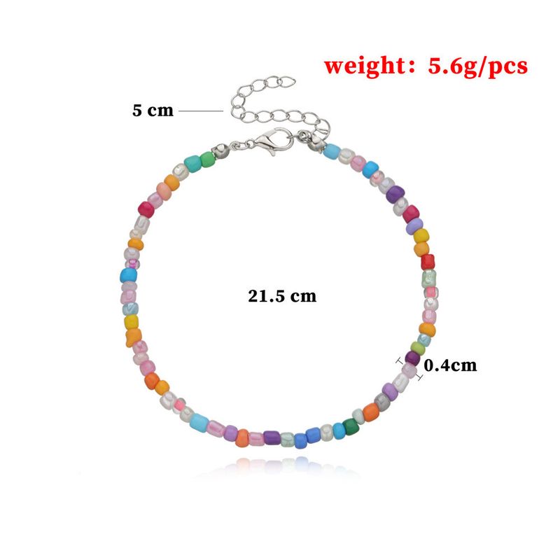 Tobillera de cuentas de semillas de colores, joyería ajustable para el pie de estilo bohemio para mujer_voghion.com