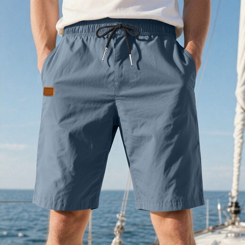 Pantalones de playa para hombre, de verano, informales, ligeros y lujosos, de cinco puntos, con cordón cruzado, talla grande_voghion.com
