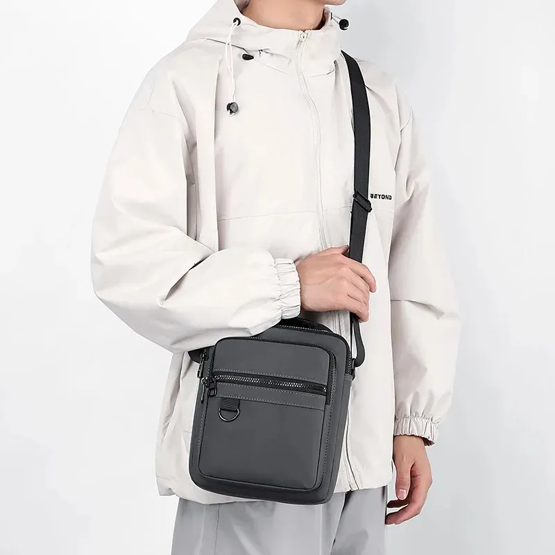 Borsa a tracolla messenger per uomo, casual, Oxford, piccola, con cerniera, semplice, mini borsa per telefono, spalla laterale da uomo 250614l_voghion.com