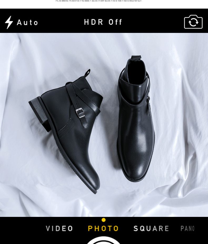Spring Retro Tooling Boots Men's Short Boots Men's Belt Buckle Martin Boots_voghion.com