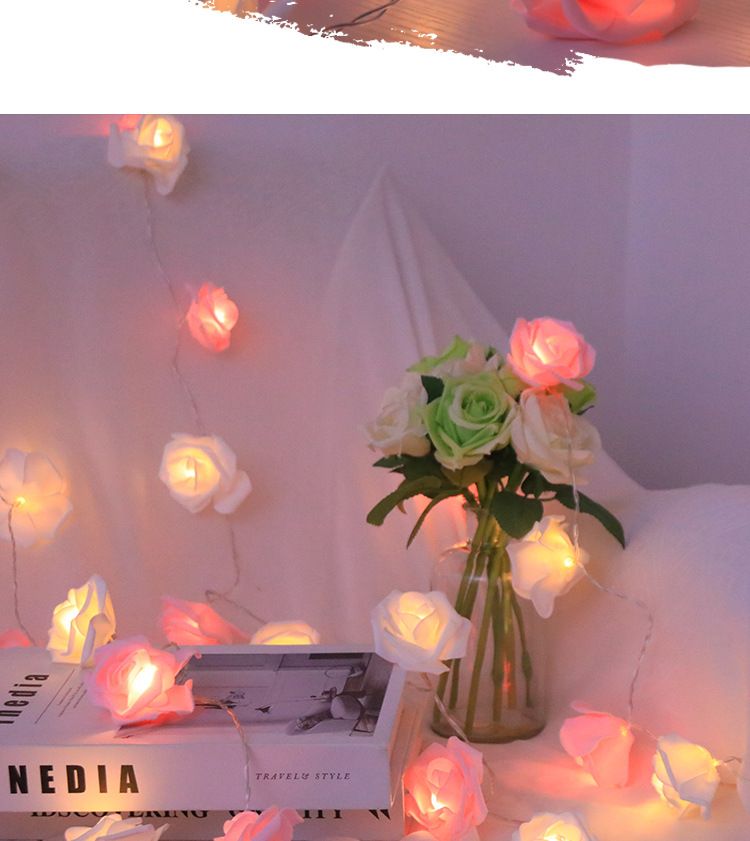 Ragazza Cuore Rosa Bianco Rosa LED Giorno Compleanno Decorazione Stringa Piccola Luce Notturna_voghion.com