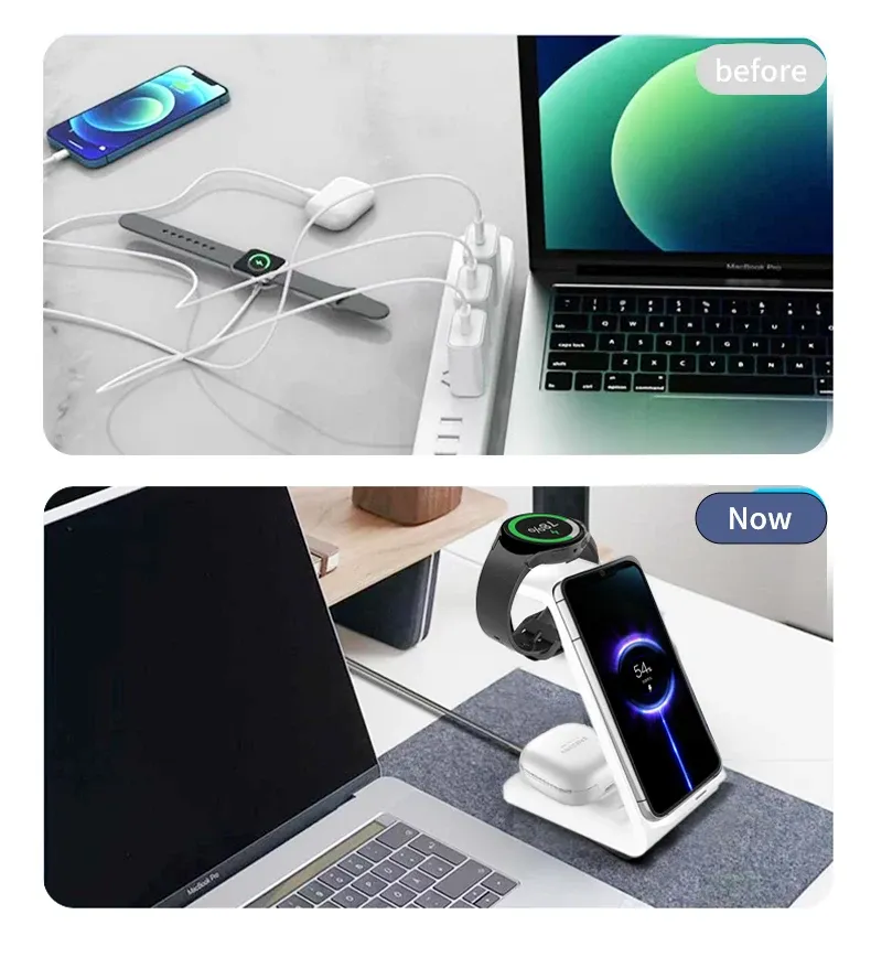 30 Fast Wireless Charger Stand For IPhone 15 14 13 8 S20 S21 IPhone Watch 8/7 Samsung Galaxy 6/5 3 In 1 Charging Station_voghion.com