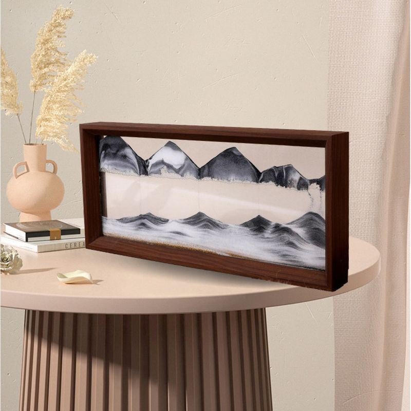 New Chinese Style Solid Wood Hourglass Flowing Sand Ornament Office Living Room High-end Decor Gift Handmade Painting_voghion.com