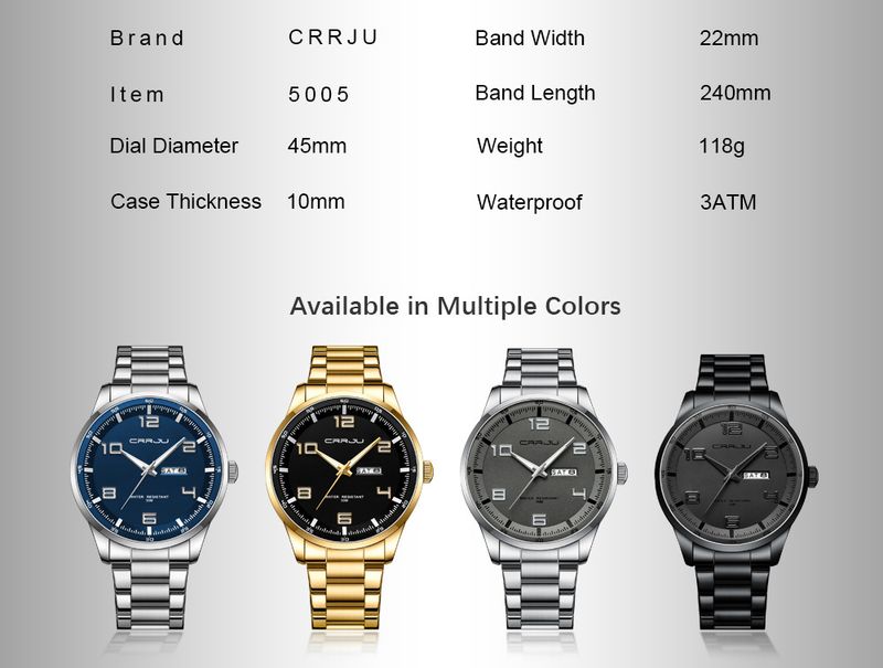 Reloj clásico de cuarzo para hombre, con calendario dual, correa de acero inoxidable resistente al agua y cristal mineral redondo._voghion.com