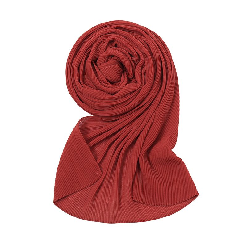 Unisex Pearl chiffon pleated solid color scarf for women hot selling solid color toothpick pressed wrinkled headscarf_voghion.com