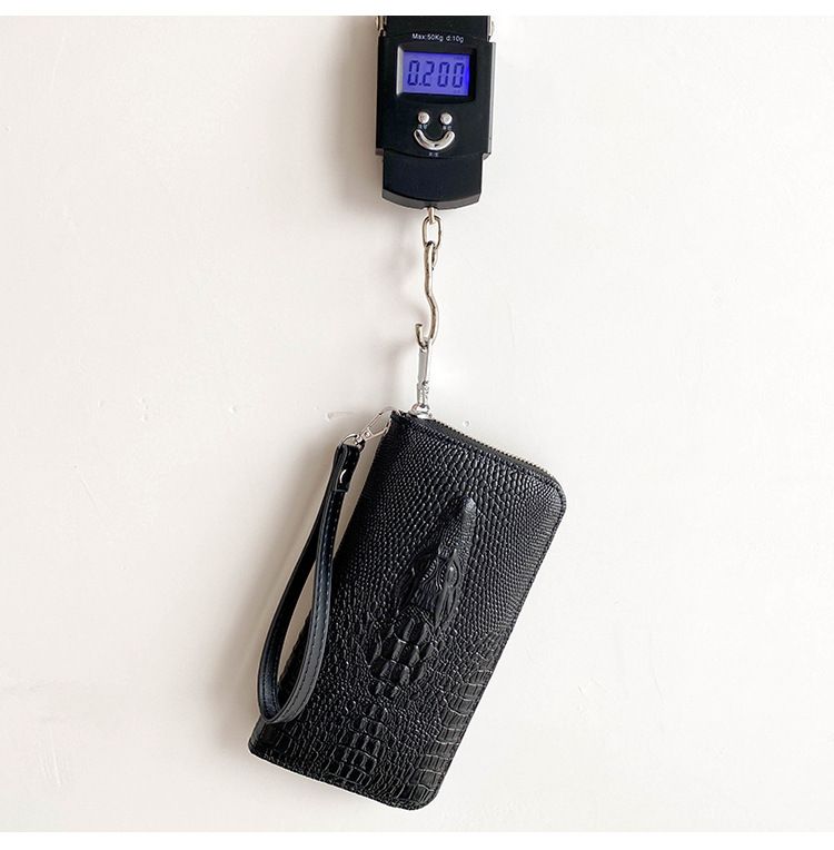Bolsos para hombre, nuevo bolso de mano grande con estampado de cocodrilo, de un solo tirador, con múltiples ranuras para tarjetas y gran capacidad, con cremallera para teléfono móvil, moderno._voghion.com