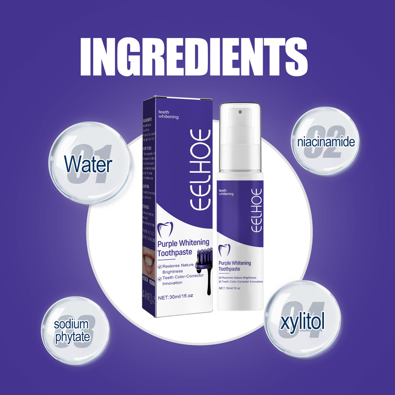 Purple Bright White Toothpaste for Tooth Cleaning Care: Yellow Stains, Whitening, Removing Odors, and R 2024_voghion.com