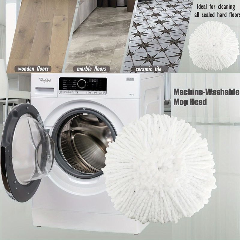 6 Pack O Cedar Spin Mop Replacement Mop HeSpin Mopd, Spin Mop Replacement Microfiber Mop Head, 360 Degree Easy Wringing Dust Mop Head With One Base And One Handle_voghion.com