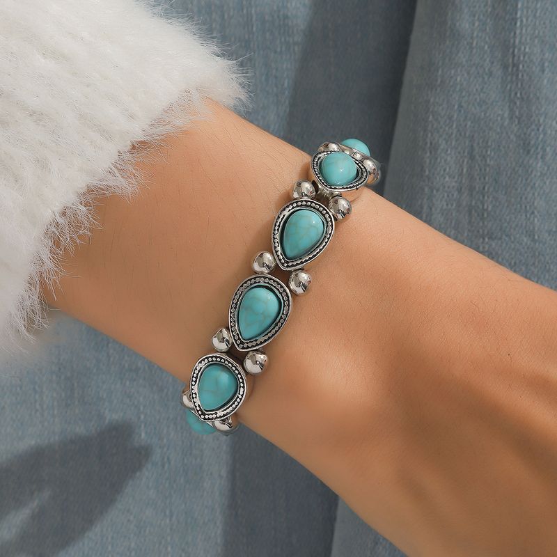 Retro Color Block Turquoise Alloy Wholesale Bangle_voghion.com
