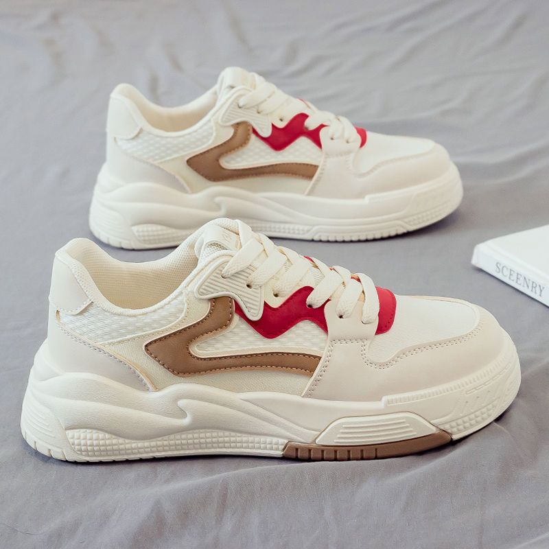 Nuova moda color block per sport e tempo libero per l'autunno 2025, lacci bianchi, stile college, scarpe da donna taglie forti_voghion.com