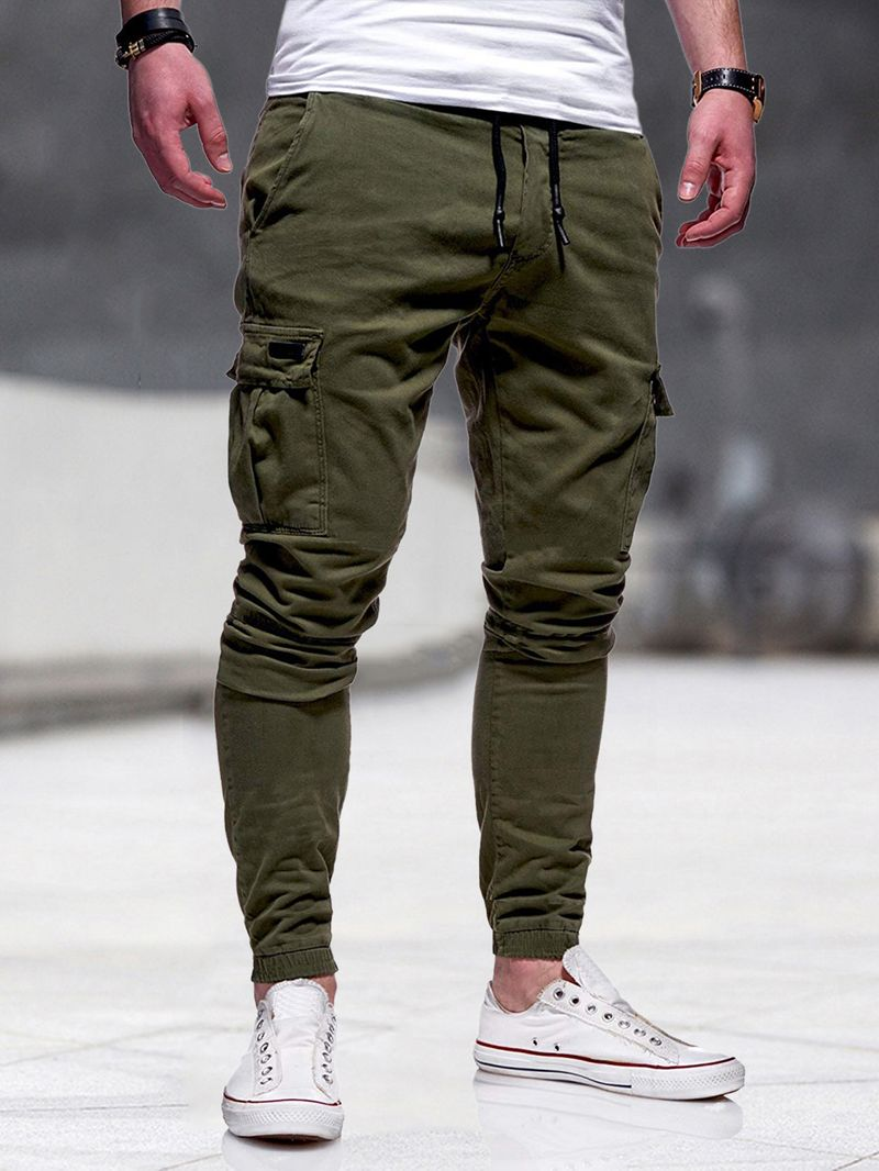 Pantalones de hombre con múltiples bolsillos y parches de cuero, pantalones de trabajo para deportes al aire libre, leggings para hombre_voghion.com