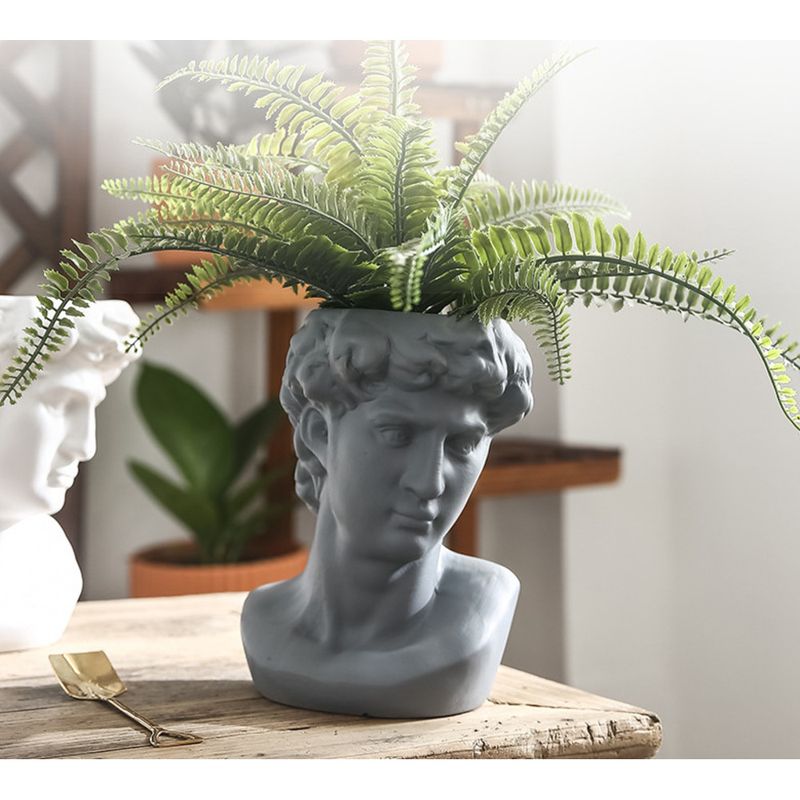 Artistic Portrait David Ceramic Succule Green Radish Head Decoration Arrangeme Home Vase Sculpture Flower Pot_voghion.com