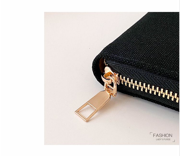 Women’s Bags Canvas Printed Hand Held Coin Purse Portable Mobile Phone Bag Zipper Large Capacity Women's Wallet_voghion.com