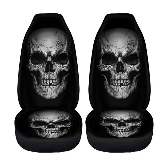 Universeller, personalisierter Totenkopf-Sitzschutz, zweiteilig, Auto-Kissenbezug_voghion.com