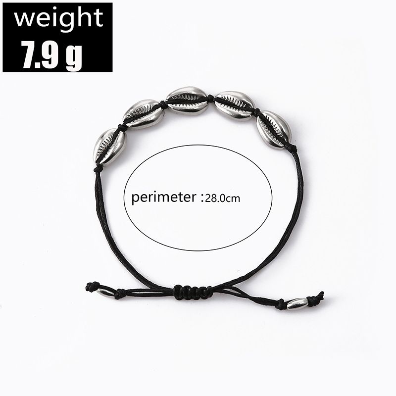 Bohemian hand woven rope 5 shell anklet beach foot ornaments_voghion.com