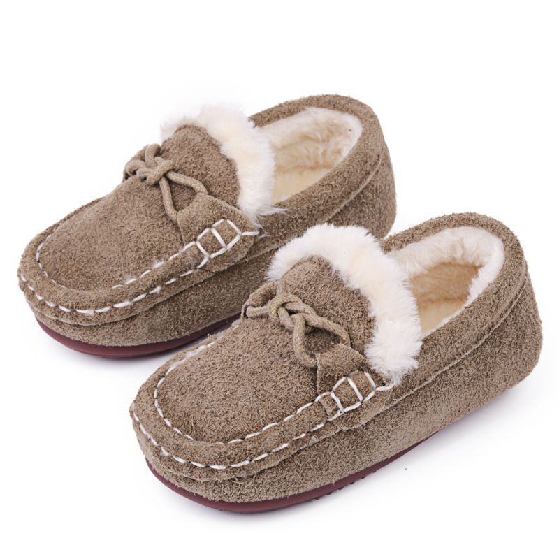 Schwein Prinzessin Fleece-gefüttert für Mädchen Kleinkind Halbschuhe warm pelzigen britischen Stil kleine Kinder Baumwolle Schuhe Baby_voghion.com