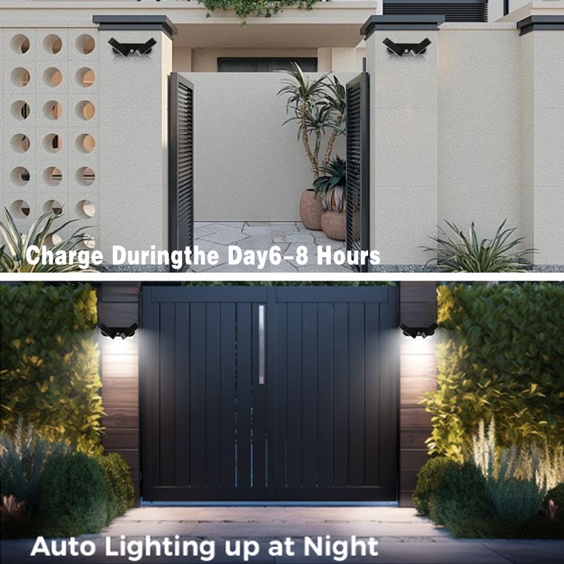 10W Solar Wall Light, White LED Outdoor Sconce For Garden & Villa – Adjustable Brightness, ABS Housing Dusk-to-Dawn Sensor_voghion.com