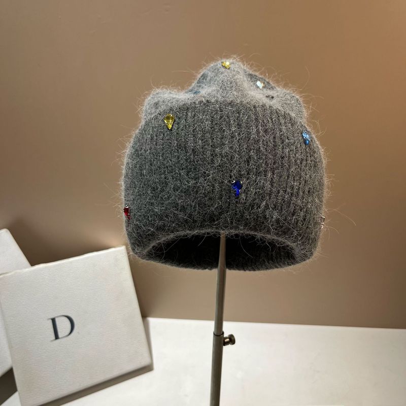 Paris Fashion Farbe Diamant Licht Luxus Winter Kaninchen Haar Personalisierte Jugend Bunte Süße Cooles Design Strickmütze_voghion.com