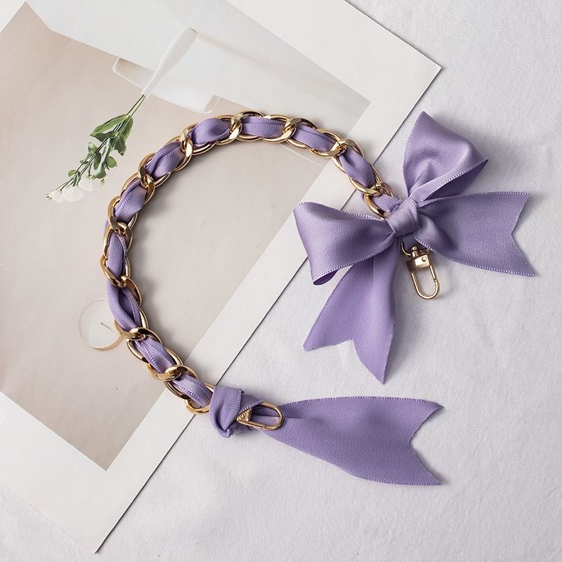 Evelyn Hand Chain Accessories Bow Bag Strap Bag Silk Scarf Woven Strap Women's Transformation Short Shoulder Strap_voghion.com