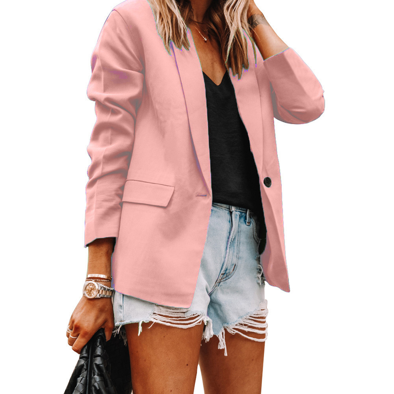 Kadınlar için modaya uygun yaka hırka orta uzunlukta mizaç blazer_voghion.com