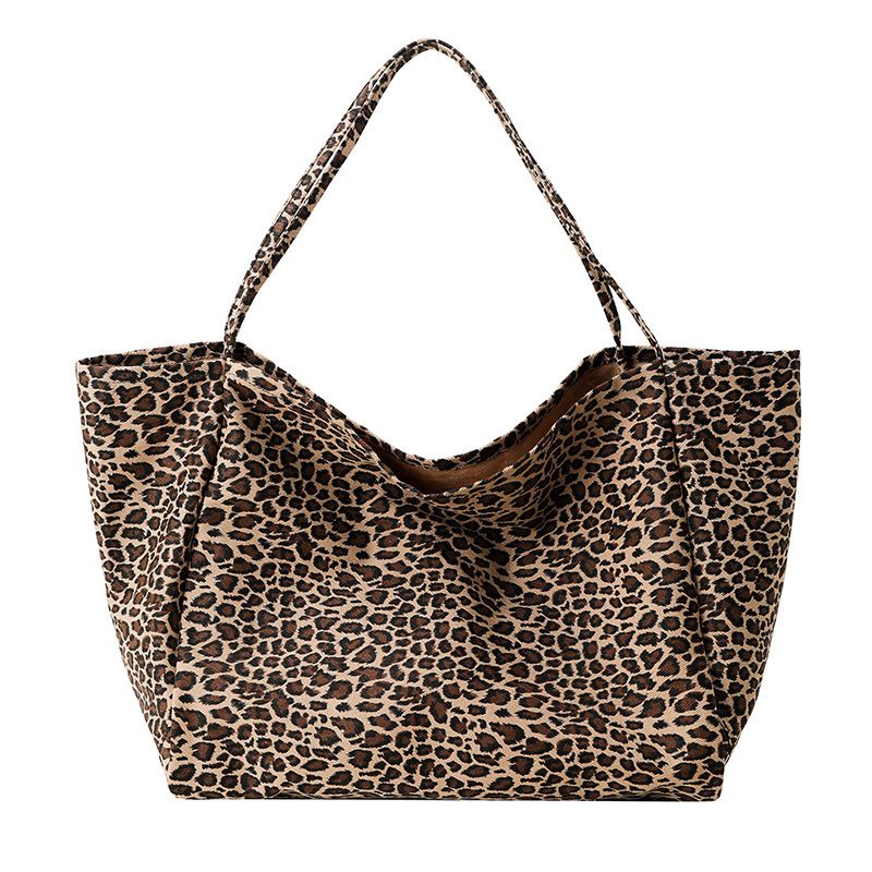 Borsa tote casual da donna, grande capacità, con stampa leopardata, tinta unita, nuova 2024_voghion.com