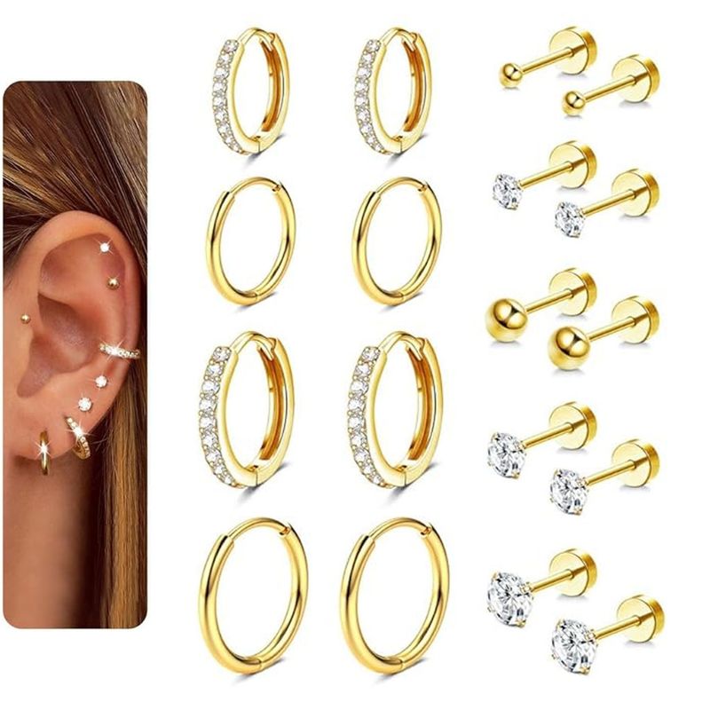 Hot Selling Stainless Earring Set INS Style Niche Fashion Stud Hoop Earrings Titanium Steel Factory_voghion.com